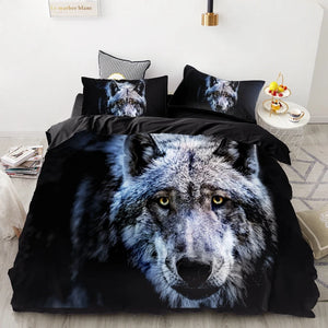 3PCS Wolf Tiger Lion Animal Pattern Bedding Set