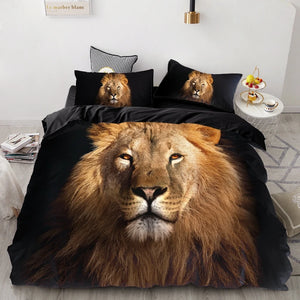 3PCS Wolf Tiger Lion Animal Pattern Bedding Set