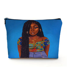 Load image into Gallery viewer, Casual African Girl Makeup Bag Double Print Black Women Cosmetic Bags Cartoon Lady Travel Toiletry Organizer Storage Case
