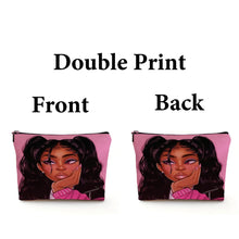Load image into Gallery viewer, Casual African Girl Makeup Bag Double Print Black Women Cosmetic Bags Cartoon Lady Travel Toiletry Organizer Storage Case
