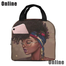 Load image into Gallery viewer, African American Black Girl Lunch Bag Compact Tote Bag Reusable Lunch Box Container for Women School Office Work
