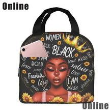 Load image into Gallery viewer, African American Black Girl Lunch Bag Compact Tote Bag Reusable Lunch Box Container for Women School Office Work
