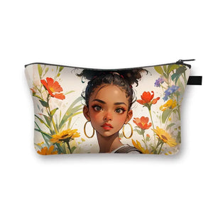 African Women Print Cosmetic Case Makeup Pouch Lipstick Storage Travel Cosmetic Organizer