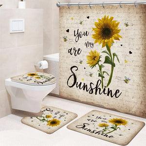 4 PCS Flower Shower Curtain Set