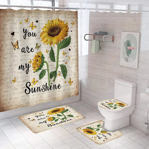 4 PCS Flower Shower Curtain Set