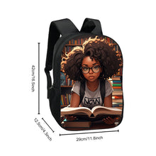 Load image into Gallery viewer, African American Teenager Girl Reading Book Print Backpack Afro Women School Bags
