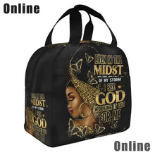 Load image into Gallery viewer, African American Black Girl Lunch Bag Compact Tote Bag Reusable Lunch Box Container for Women School Office Work
