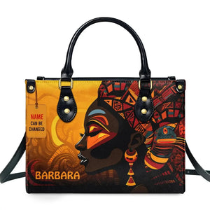 African Girl Print Leather Handbag for Black Women Fashion Top-handle Tote High Quality Luxury Shoulder Purse Shopping Messenger