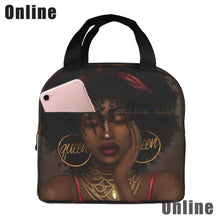 Load image into Gallery viewer, African American Black Girl Lunch Bag Compact Tote Bag Reusable Lunch Box Container for Women School Office Work
