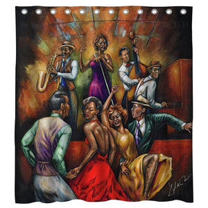 African American Art Black Couples Dance To The Music In Urban Ballroom Shower Curtain