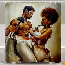 Load image into Gallery viewer, African American Women Couple Lover Sculpture Sunflower Design Ethnic Art  Afro Quote Hair Shower Curtain Bathroom Decor
