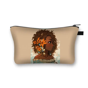 African Women Print Cosmetic Case Makeup Pouch Lipstick Storage Travel Cosmetic Organizer