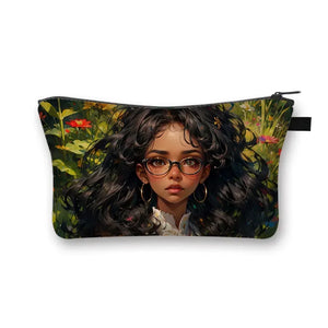 African Women Print Cosmetic Case Makeup Pouch Lipstick Storage Travel Cosmetic Organizer
