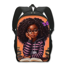 Load image into Gallery viewer, African American Teenager Girl Reading Book Print Backpack Afro Women School Bags
