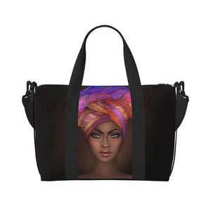 African American Woman Pattern Travel Duffel Bag Foldable Weekender Overnight Tote Bag