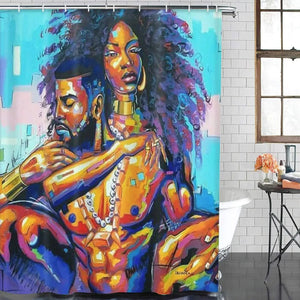 African American Couple Shower Curtain