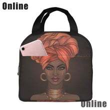 Load image into Gallery viewer, African American Black Girl Lunch Bag Compact Tote Bag Reusable Lunch Box Container for Women School Office Work
