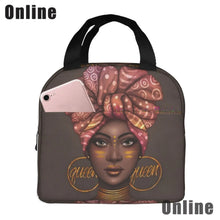 Load image into Gallery viewer, African American Black Girl Lunch Bag Compact Tote Bag Reusable Lunch Box Container for Women School Office Work
