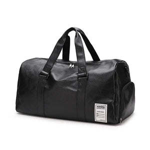 Big Capacity Leather Travel Bag Waterproof Fitness Duffle Bag with Shoes Pocket Sports Weekend Luggage Bag Women Men Handbag