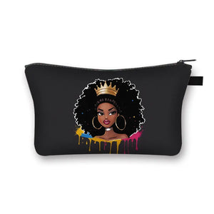 African Women Print Cosmetic Case Makeup Pouch Lipstick Storage Travel Cosmetic Organizer