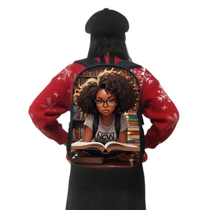 African American Teenager Girl Reading Book Print Backpack Afro Women School Bags