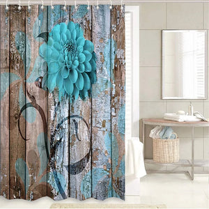 4 PCS Flower Shower Curtain Set