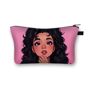 African Women Print Cosmetic Case Makeup Pouch Lipstick Storage Travel Cosmetic Organizer