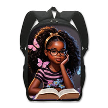 Load image into Gallery viewer, African American Teenager Girl Reading Book Print Backpack Afro Women School Bags
