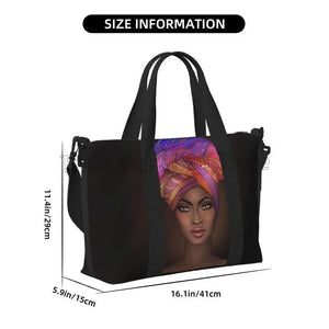 African American Woman Pattern Travel Duffel Bag Foldable Weekender Overnight Tote Bag