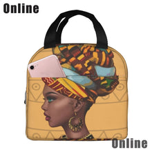 Load image into Gallery viewer, African American Black Girl Lunch Bag Compact Tote Bag Reusable Lunch Box Container for Women School Office Work
