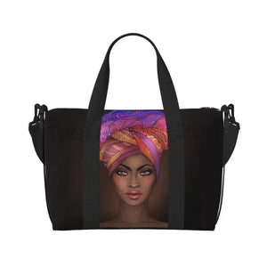 African American Woman Pattern Travel Duffel Bag Foldable Weekender Overnight Tote Bag