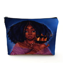 Load image into Gallery viewer, Casual African Girl Makeup Bag Double Print Black Women Cosmetic Bags Cartoon Lady Travel Toiletry Organizer Storage Case
