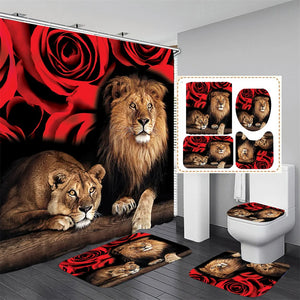 4 PCS Flower Shower Curtain Set