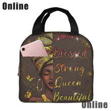 Load image into Gallery viewer, African American Black Girl Lunch Bag Compact Tote Bag Reusable Lunch Box Container for Women School Office Work
