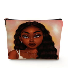 Load image into Gallery viewer, Casual African Girl Makeup Bag Double Print Black Women Cosmetic Bags Cartoon Lady Travel Toiletry Organizer Storage Case
