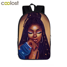 Load image into Gallery viewer, African American Student School Bags Notebook Backpacks 3D Printed Oxford Waterproof Travel Bags
