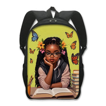 Load image into Gallery viewer, African American Teenager Girl Reading Book Print Backpack Afro Women School Bags
