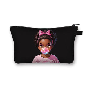 African Women Print Cosmetic Case Makeup Pouch Lipstick Storage Travel Cosmetic Organizer