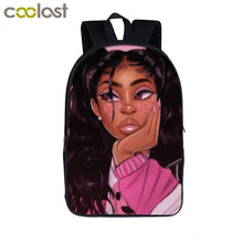 Load image into Gallery viewer, African American Student School Bags Notebook Backpacks 3D Printed Oxford Waterproof Travel Bags
