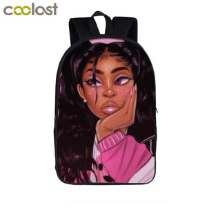 African American Student School Bags Notebook Backpacks 3D Printed Oxford Waterproof Travel Bags