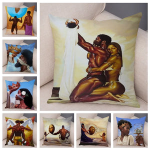 Pillowcase African men and women pillowcase decoration cartoon super dad cushion cover suitable for sofa car home