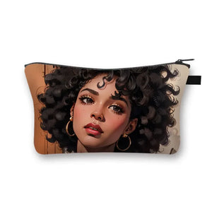 African Women Print Cosmetic Case Makeup Pouch Lipstick Storage Travel Cosmetic Organizer