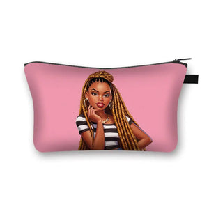 African Women Print Cosmetic Case Makeup Pouch Lipstick Storage Travel Cosmetic Organizer
