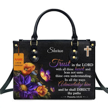 Load image into Gallery viewer, Butterfly and Flower Print Custom Name Leather Handbags for Women Elegant Shoulder Bag
