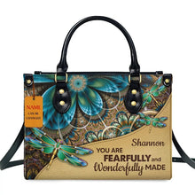 Load image into Gallery viewer, Butterfly and Flower Print Custom Name Leather Handbags for Women Elegant Shoulder Bag
