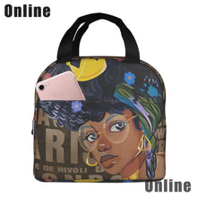 Load image into Gallery viewer, African American Black Girl Lunch Bag Compact Tote Bag Reusable Lunch Box Container for Women School Office Work
