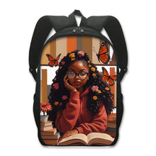 Load image into Gallery viewer, African American Teenager Girl Reading Book Print Backpack Afro Women School Bags
