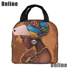 Load image into Gallery viewer, African American Black Girl Lunch Bag Compact Tote Bag Reusable Lunch Box Container for Women School Office Work
