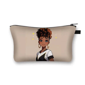 African Women Print Cosmetic Case Makeup Pouch Lipstick Storage Travel Cosmetic Organizer