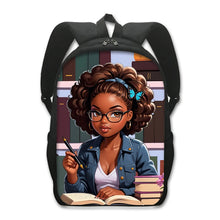 Load image into Gallery viewer, African American Teenager Girl Reading Book Print Backpack Afro Women School Bags

